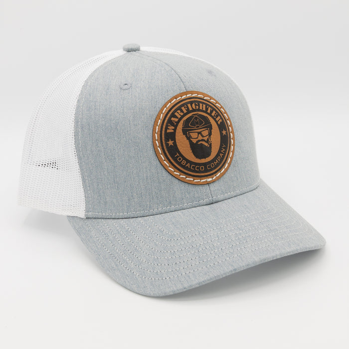 Grey Warfighter Leather Patch Hat