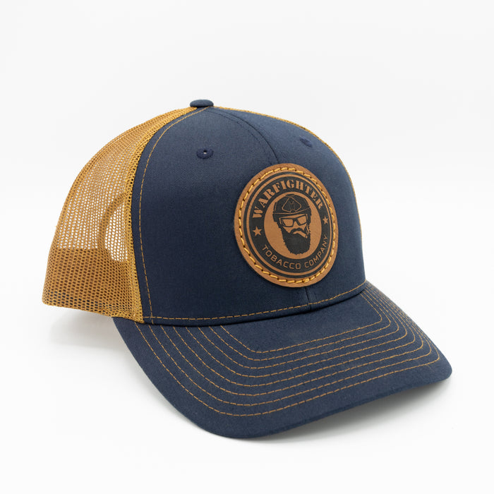 Navy/Caramel Warfighter Leather Patch Hat